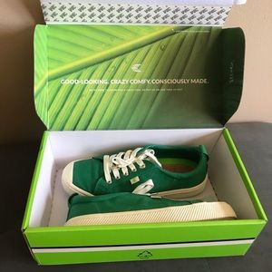 Green canvas sneaker shoes